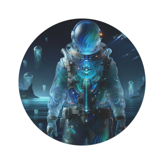 Teppich | Rund | Weltraum-Biolumineszenz | Astronaut