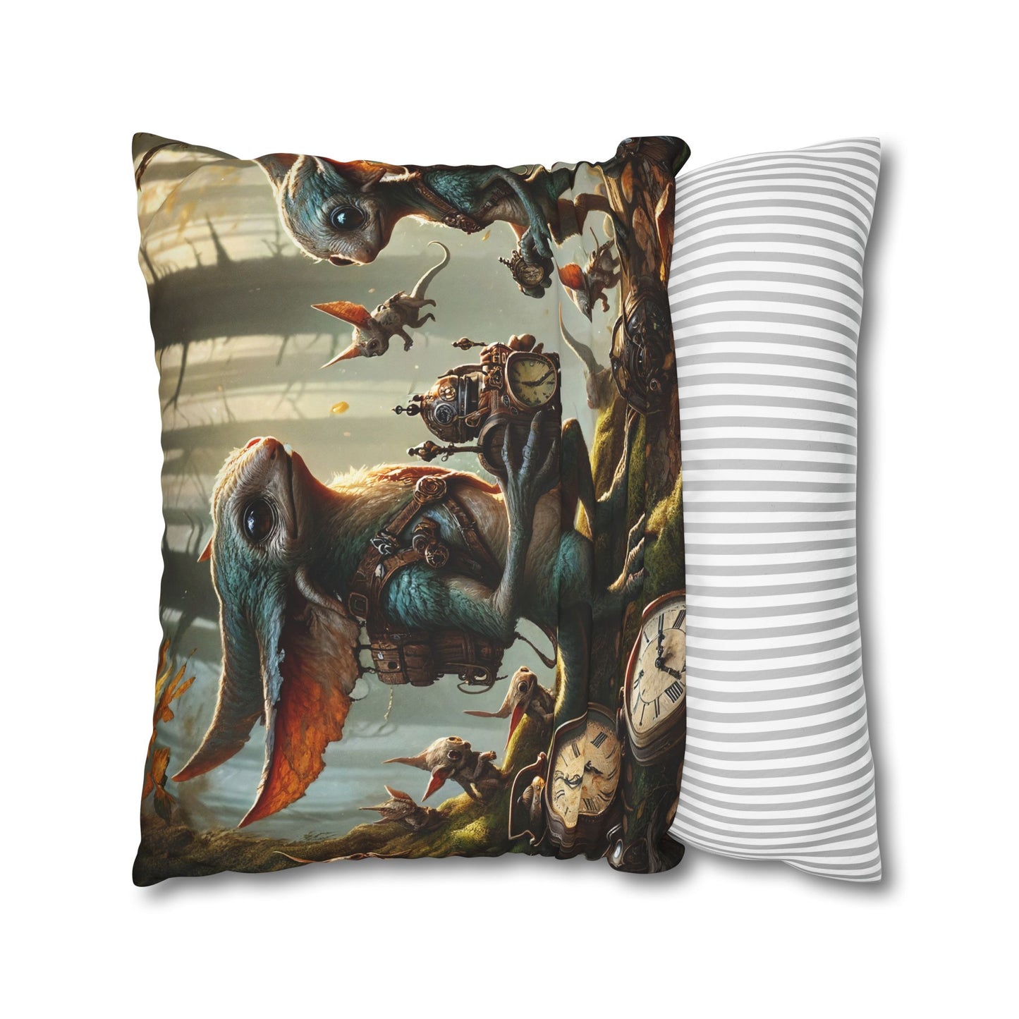 Kussensloop | Vierkant | Polyester canvas | Steampunk Feeën | Boswachters