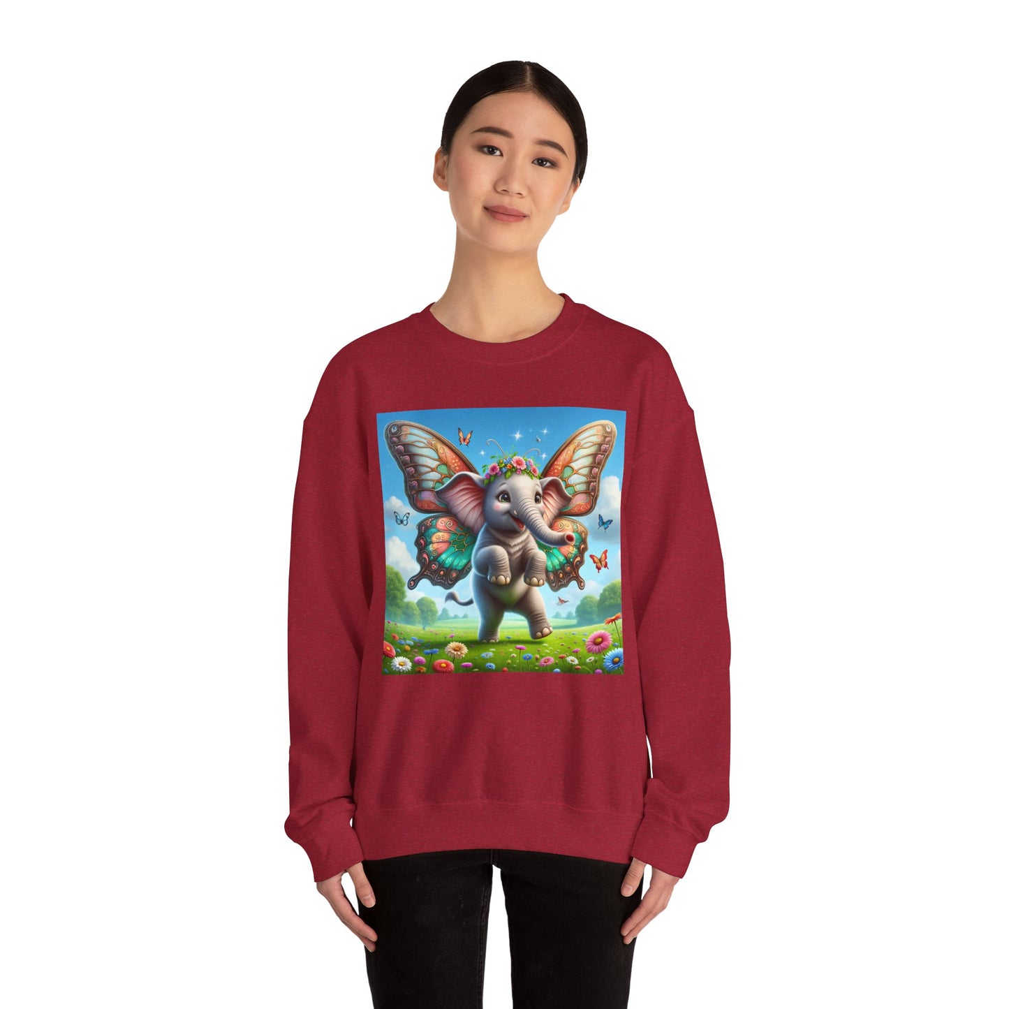 Bluza dresowa | Unisex | Okrągły dekolt | Gruba mieszanka | Baśniowa fauna | Airavata | Słonik