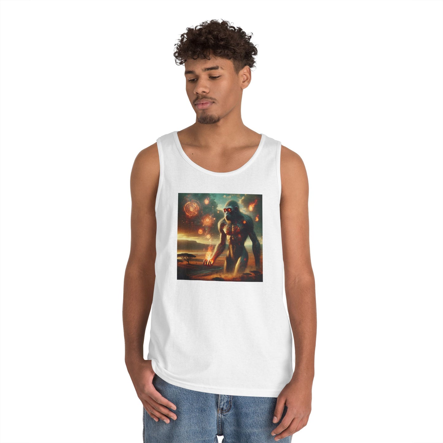 Tank Top | Unisex | Katun Tebal | Mitos Titan Api | Dewa Primordial