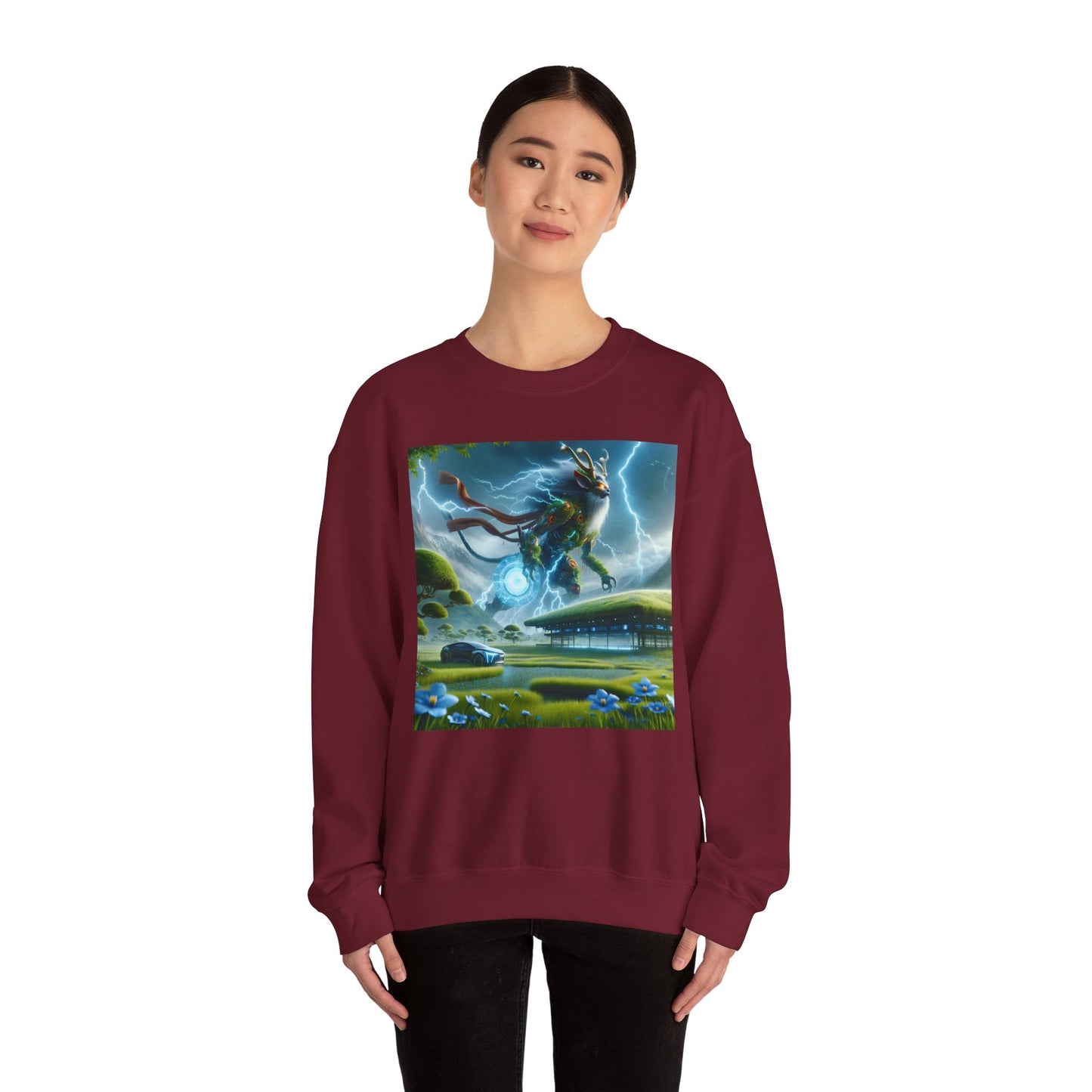 Sweatshirt | Unisex | Ronde hals | Zware kwaliteit | Techno-Mythologie | Kirin Storm