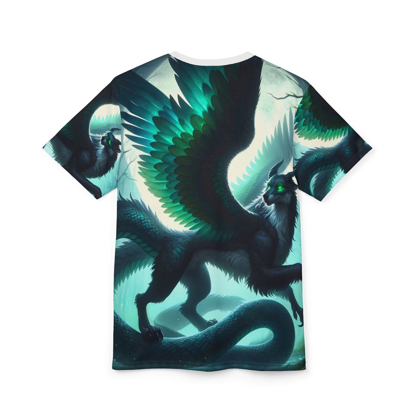 تي شيرت | طباعة شاملة | تي شيرت للجنسين | تنين أسطوري | مخلوق خيالي | جناح ريشي