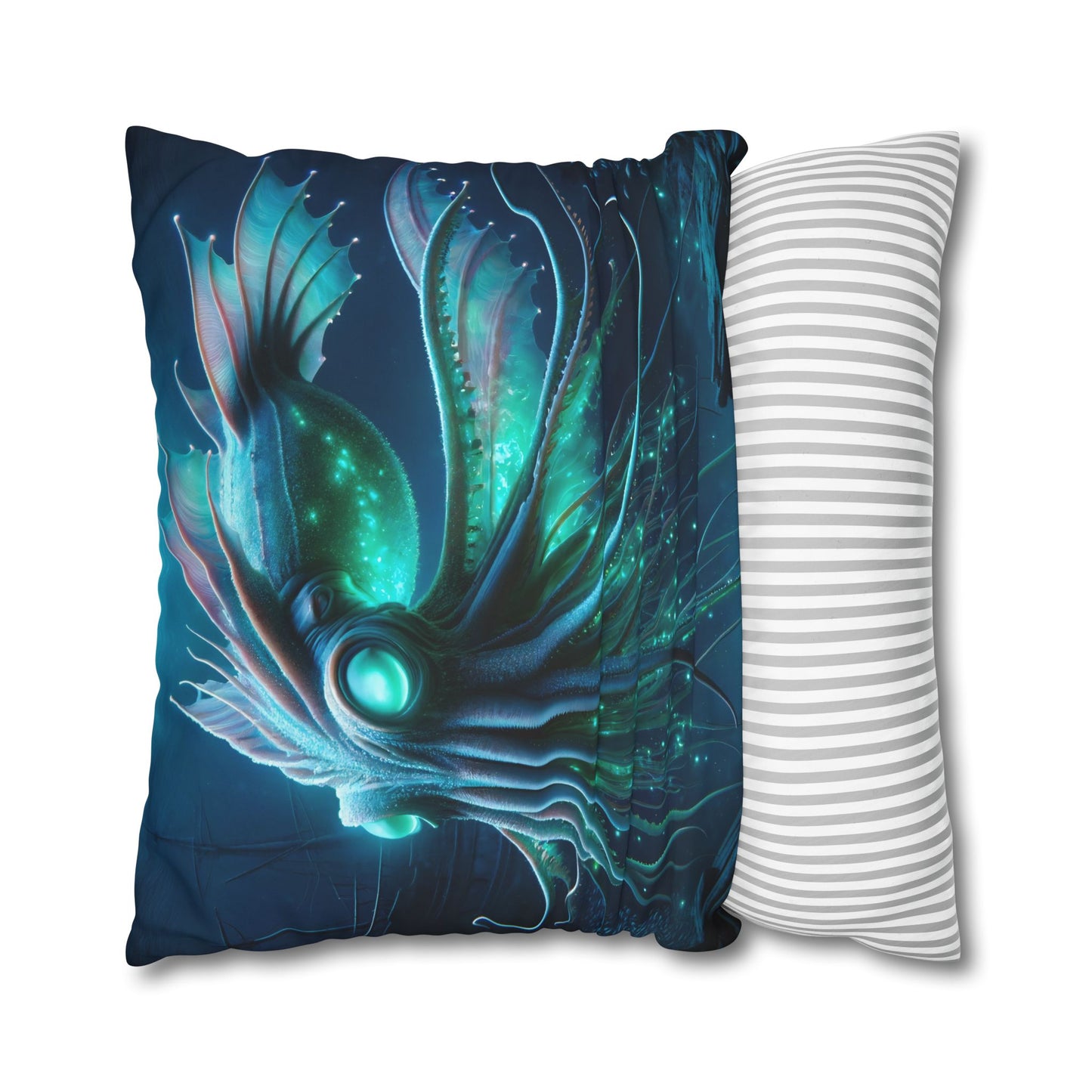 غطاء وسادة | مربع | قماش بوليستر | رعب كوني | كائن لافكرافت | ليفياثان