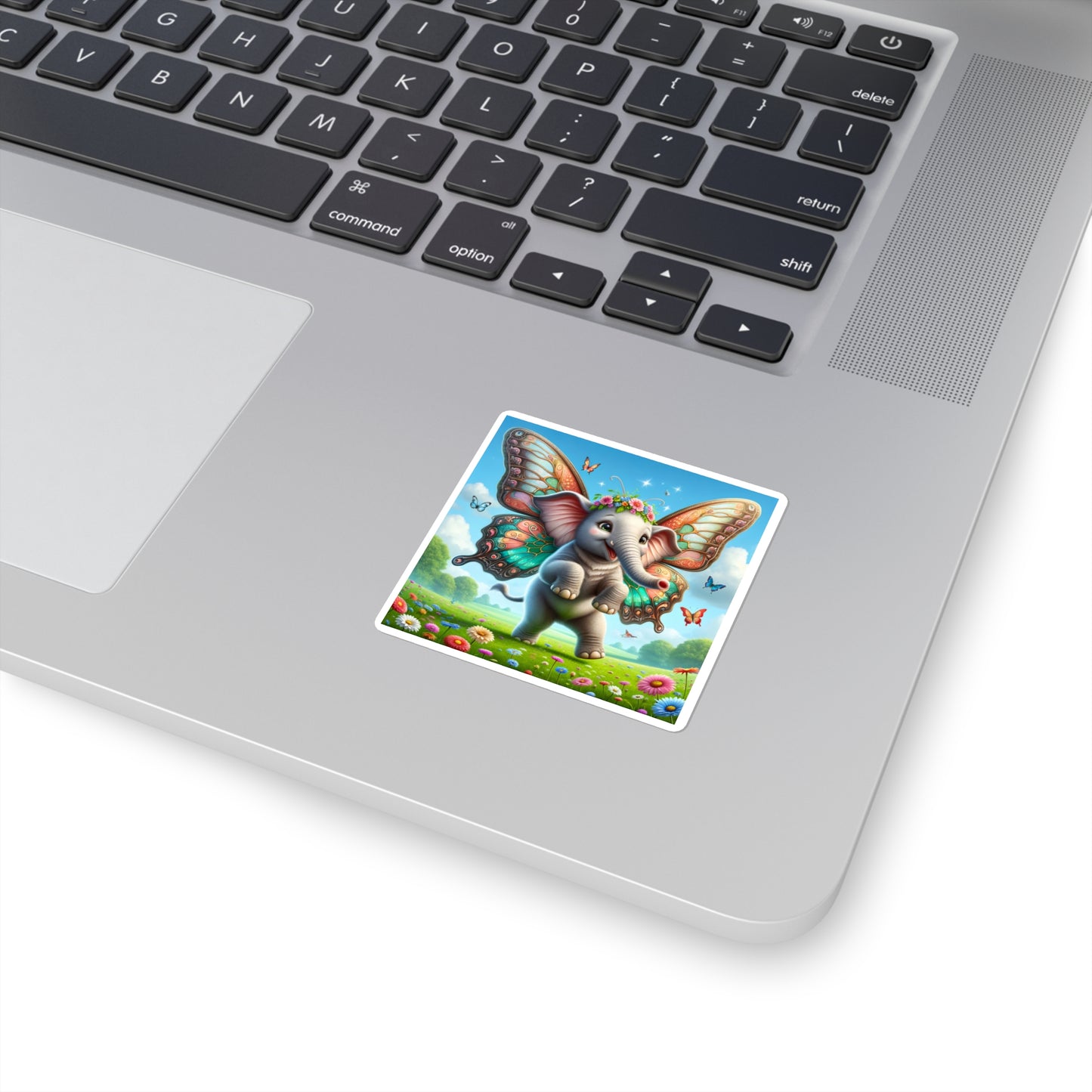 ステッカー | 正方形 | 神話ファンタジー | 蝶の翼を持つ赤ちゃん象