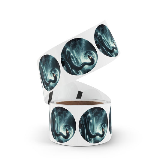 Stickerlabelrol | Rond | Noorse Mythologie | Jörmungandr | Zeeslang