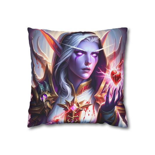 تکیہ پوش | مربع | پالئیےسٹر کینوس | خیالی فن | جادوئی الف وارڈن | ارغوانی دل