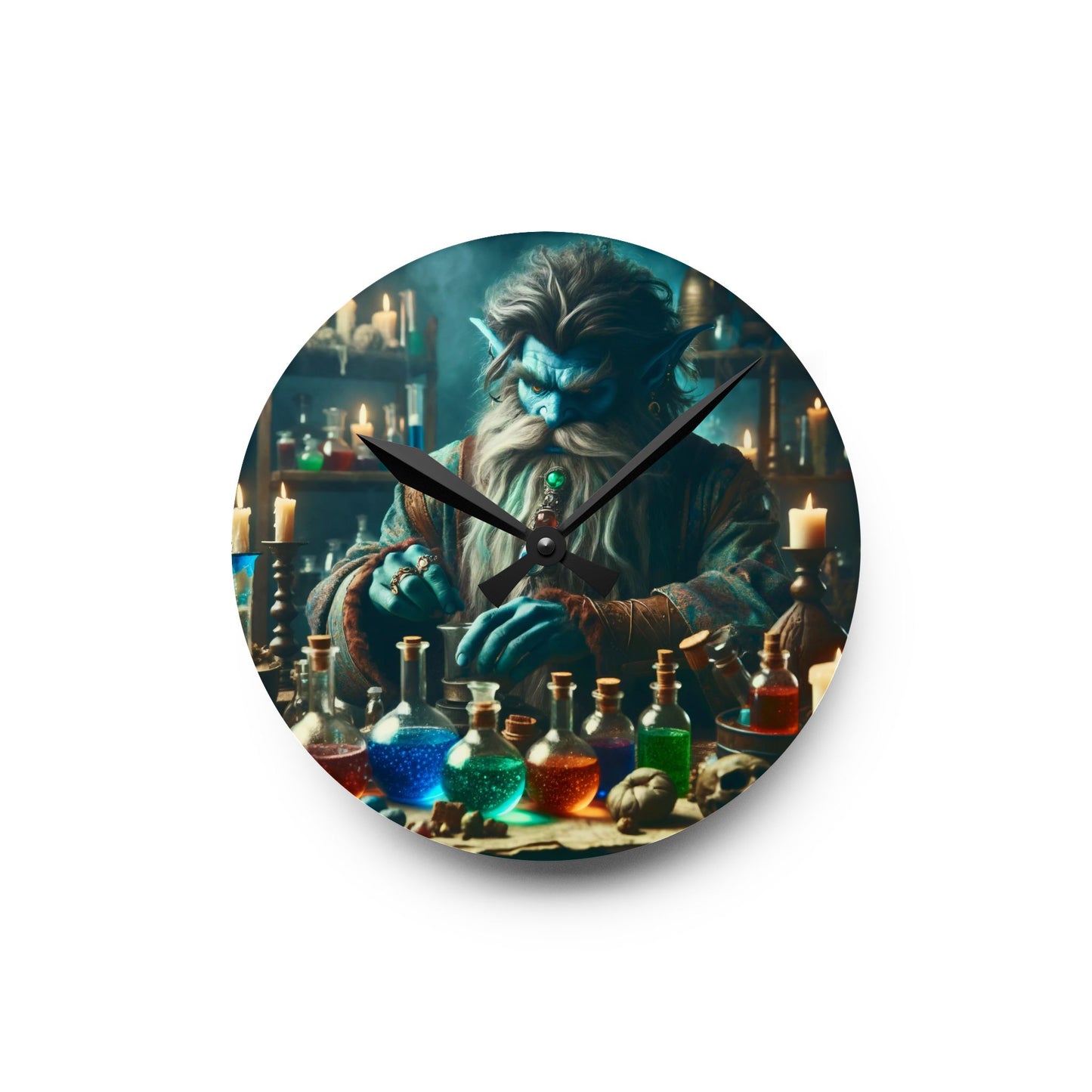 Orologio da parete | Acrilico | Rotondo o quadrato | Alchimia Mistica | Djinn Blu