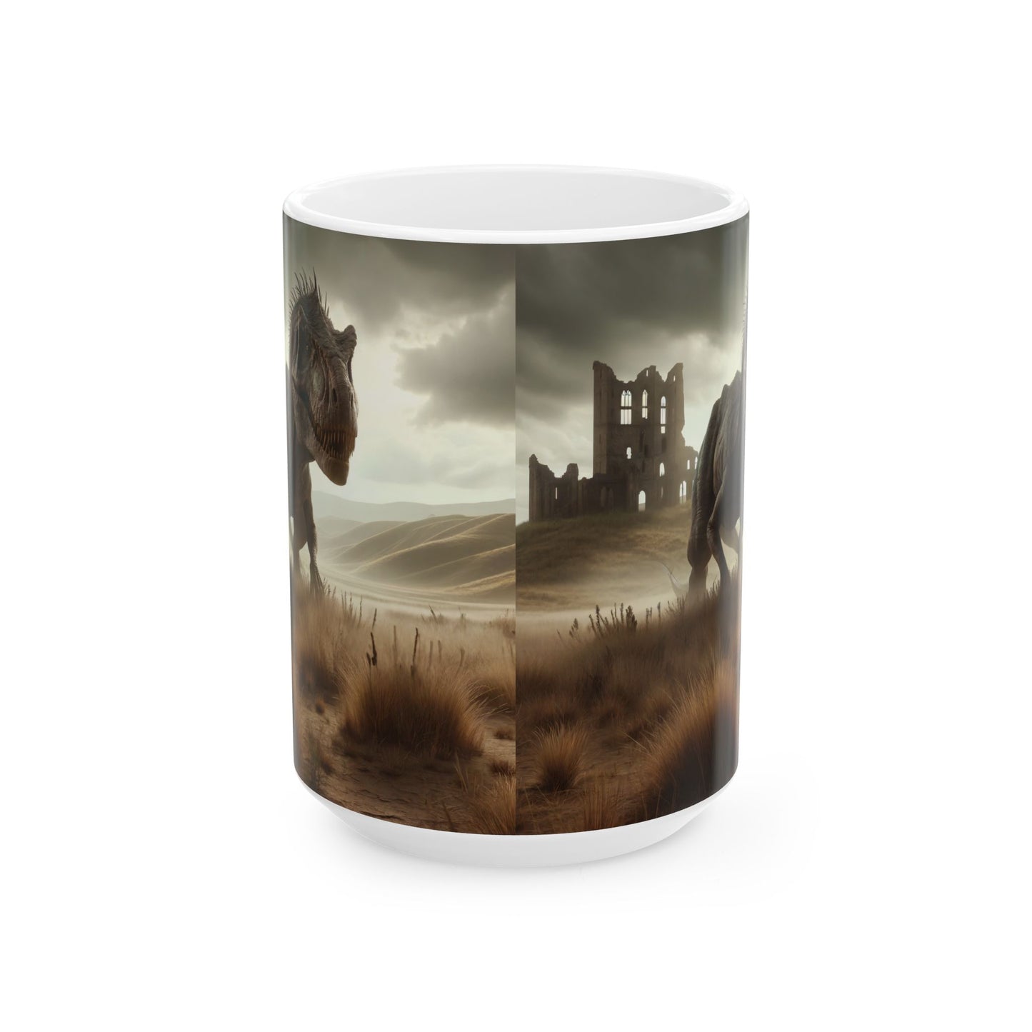 Tazza | Ceramica | Bianca | Paleofinzione | Dinosauri Preistorici | T-Rex