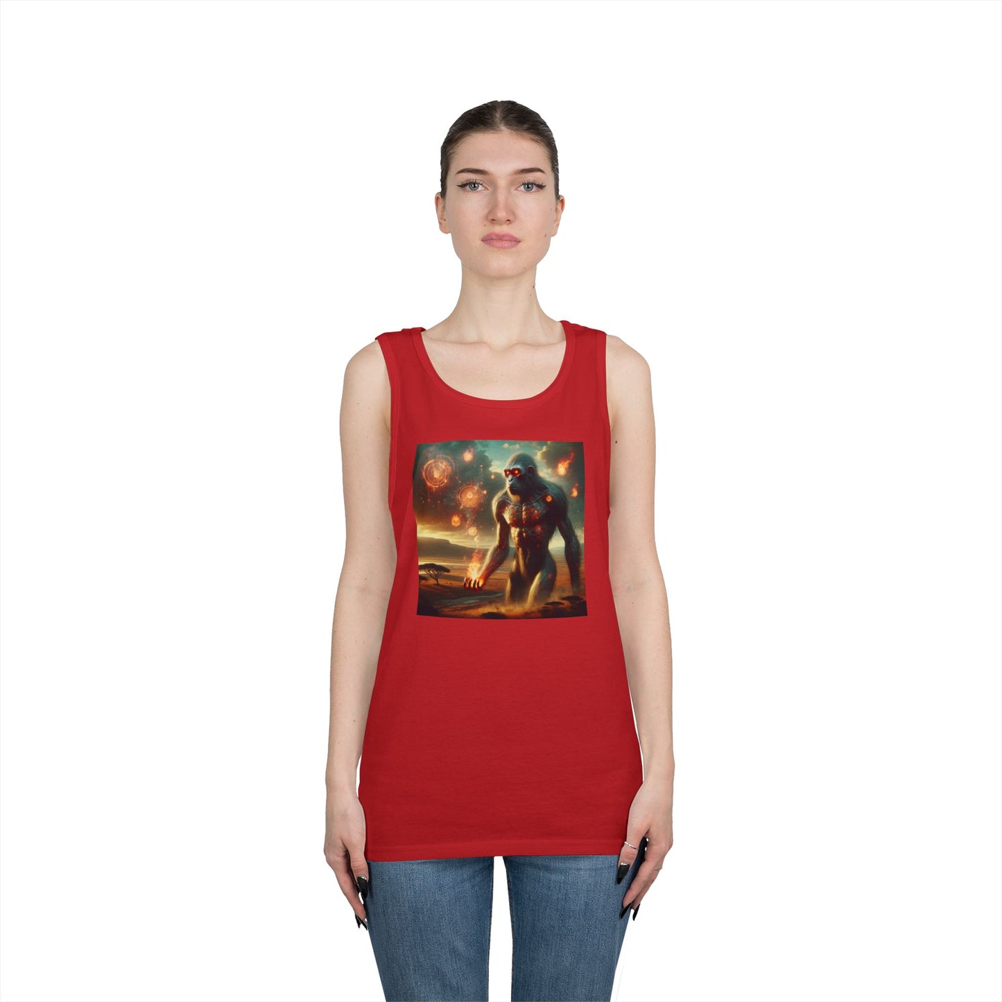 Tank Top | Unisex | Katun Tebal | Mitos Titan Api | Dewa Primordial