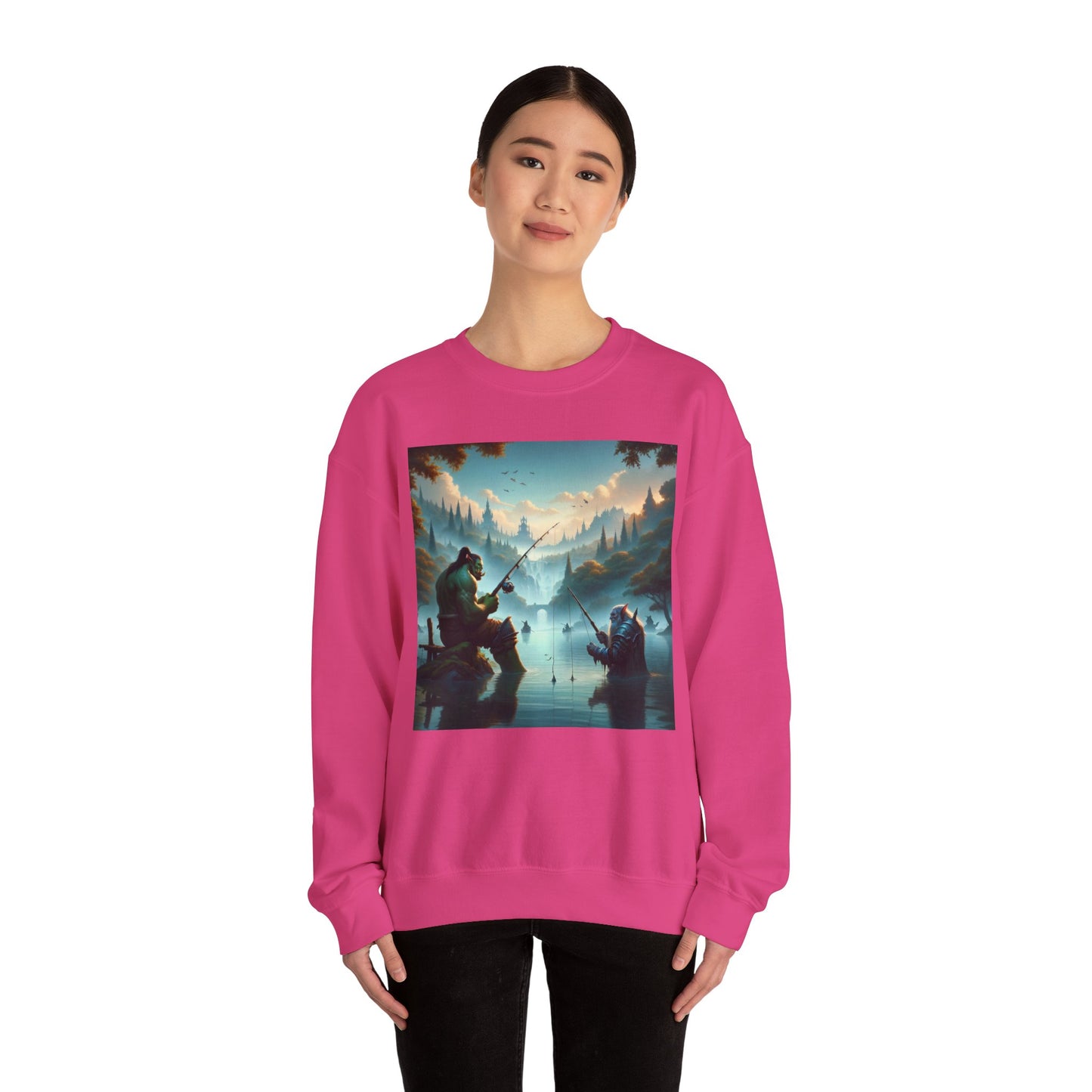 Bluza dresowa | Unisex | Okrągły dekolt | Gruba mieszanka | Fantasy międzyrasowe | Orc i krasnolud