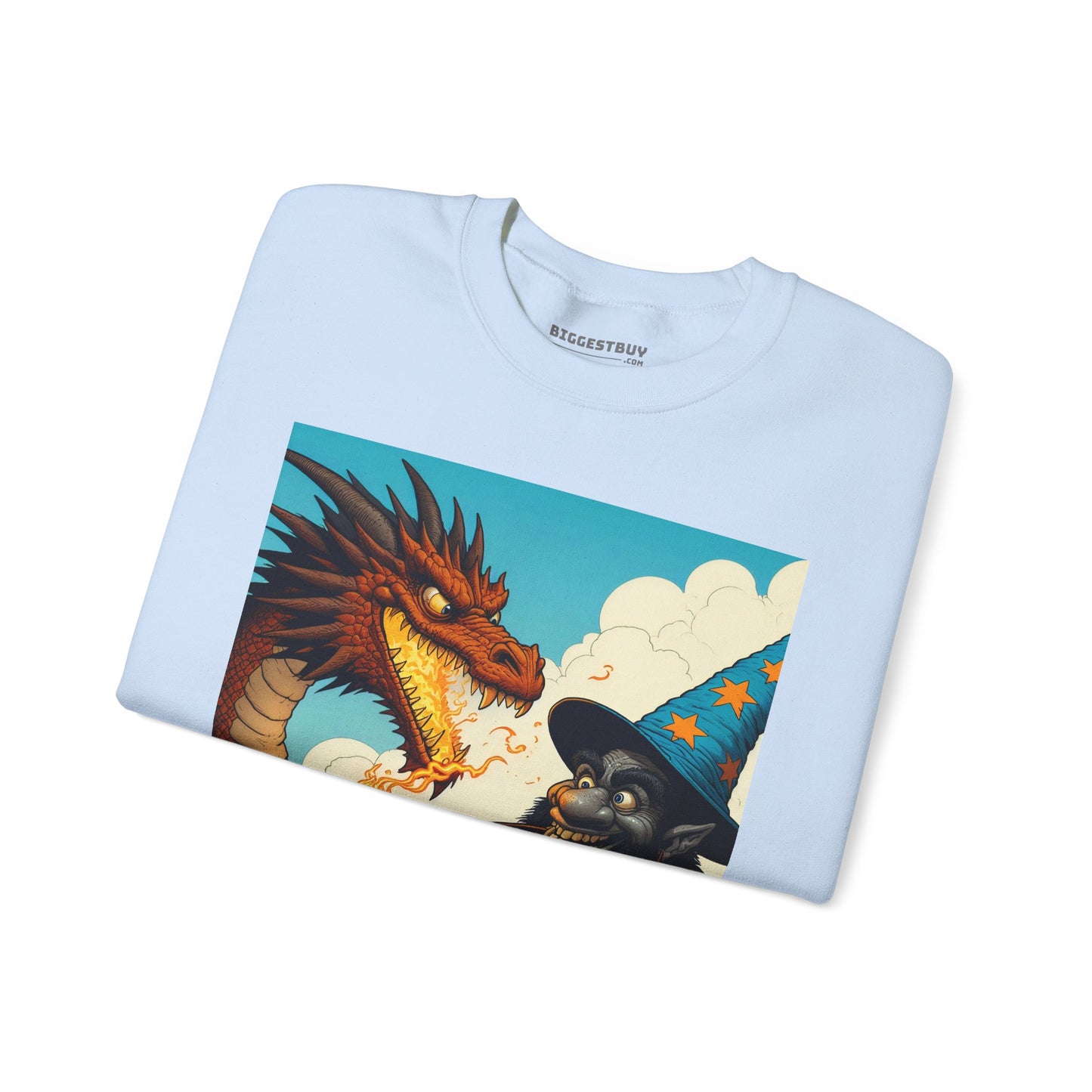 Bluza dresowa | Unisex | Okrągły dekolt | Gruba mieszanka | Heroiczne fantasy | Smok i czarodziej
