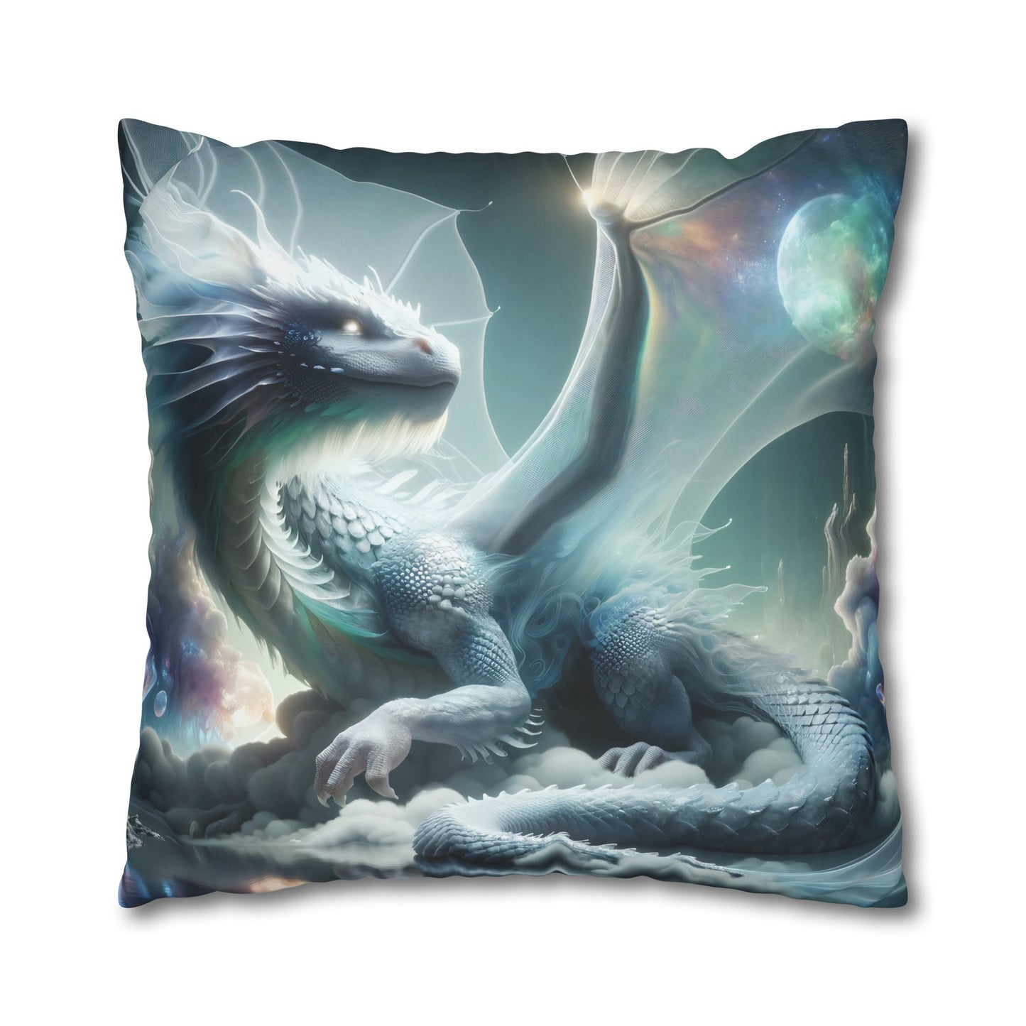 Poszewka na poduszkę | Kwadratowy | Płótno poliestrowe | Smok Lodowy | Fantasy Kosmiczne | Bestia