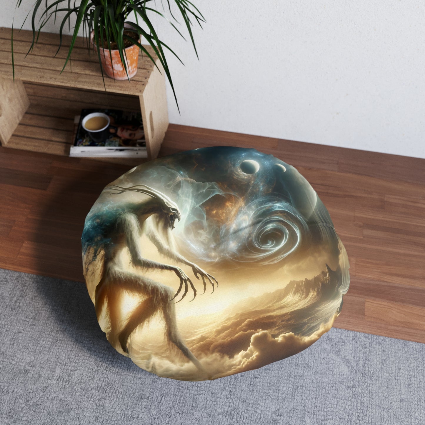 تکیہ | فرش کا تکیہ | ٹفٹڈ | گول | کیہانی ہارر | دہشت نگاری | کیہانی موجود