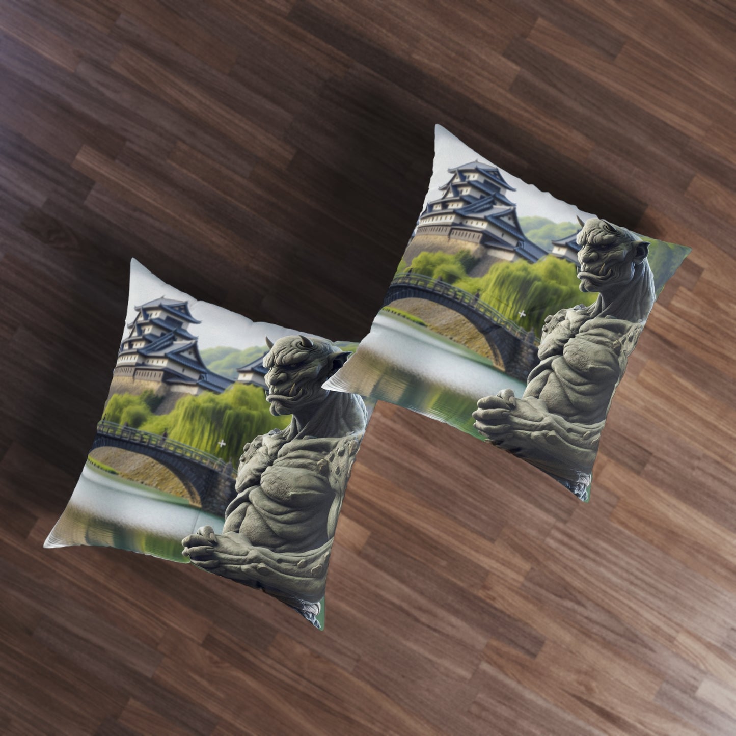 Almofada | Almofada de Chão | Acolchoada | Quadrada | Mitologia Japonesa | Oni | Estátua