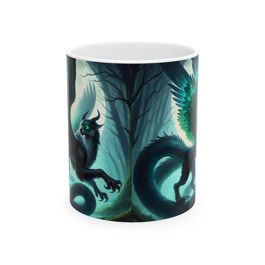 مگ | سیرامک | سفید | اساطیری فینٹسی | ڈریگن | ریشمی پر