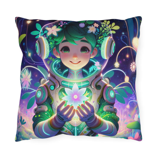 Kussen | Buitenkussen | Technofantasie | Cybernatuur | Groen Wezen