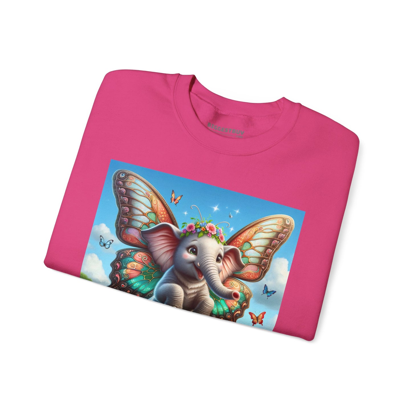 Bluza dresowa | Unisex | Okrągły dekolt | Gruba mieszanka | Baśniowa fauna | Airavata | Słonik