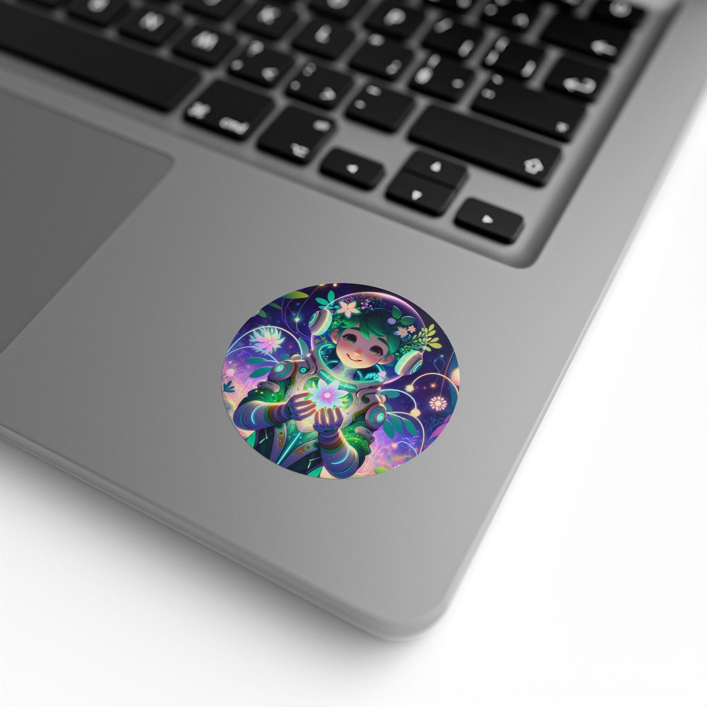 Stickerlabelrol | Rond | Technofantasie | Cybernatuur | Groen Wezen