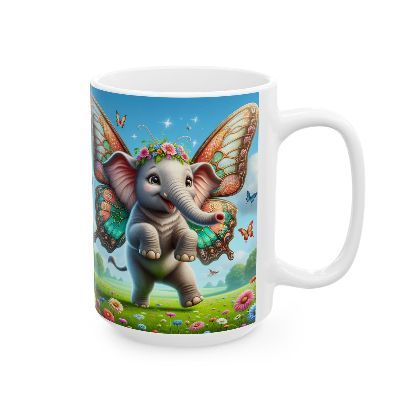 Kubek | Ceramiczny | Biały | Baśniowa fauna | Airavata | Słonik
