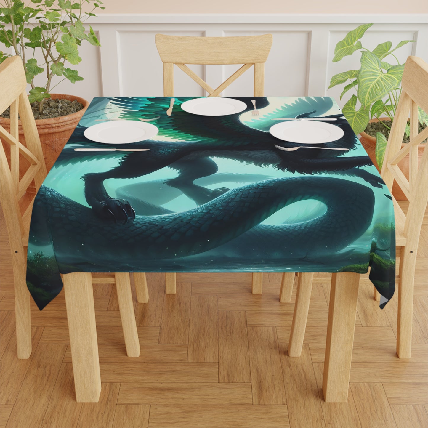 میز پوش | اساطیری فینٹسی | ڈریگن | ریشمی پر