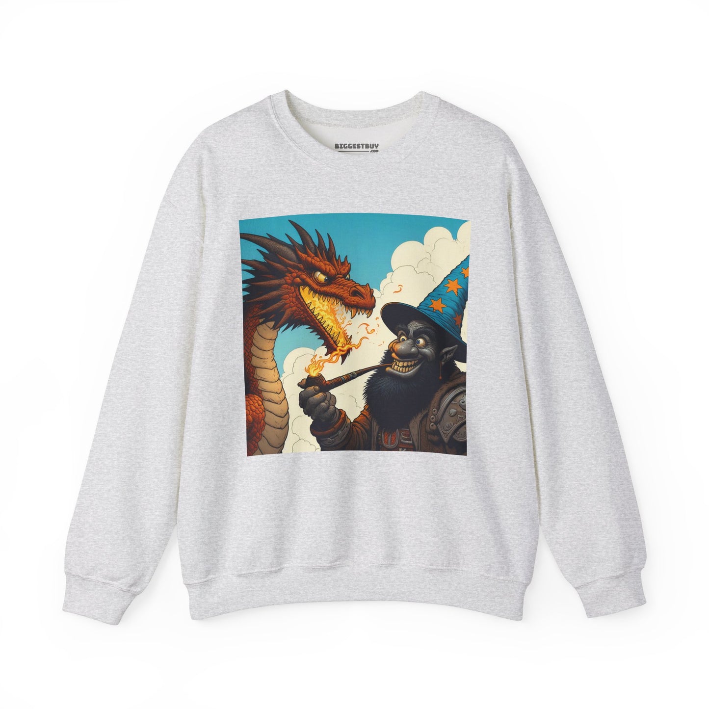 Bluza dresowa | Unisex | Okrągły dekolt | Gruba mieszanka | Heroiczne fantasy | Smok i czarodziej