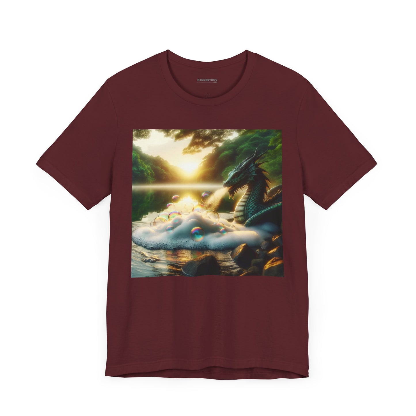 เสื้อยืด | ยูนิเซ็กส์ | เสื้อยืดเจอร์ซีย์ | แขนสั้น | แฟนตาซีมังกร | มังกรริมทะเลสาบ