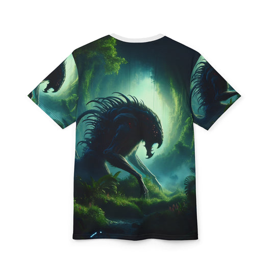 T-skjorte | Heldekkende trykk | Unisex T-skjorte | Bioluminescent Sci-Fi | Predator