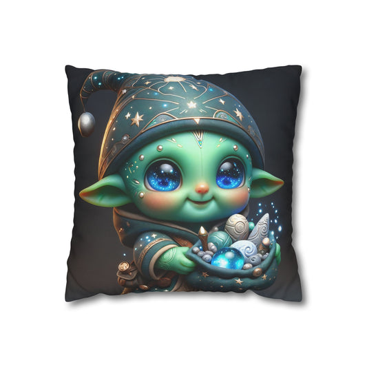Kussensloop | Vierkant | Polyester canvas | Kosmische Folklore | Goblin Figurine
