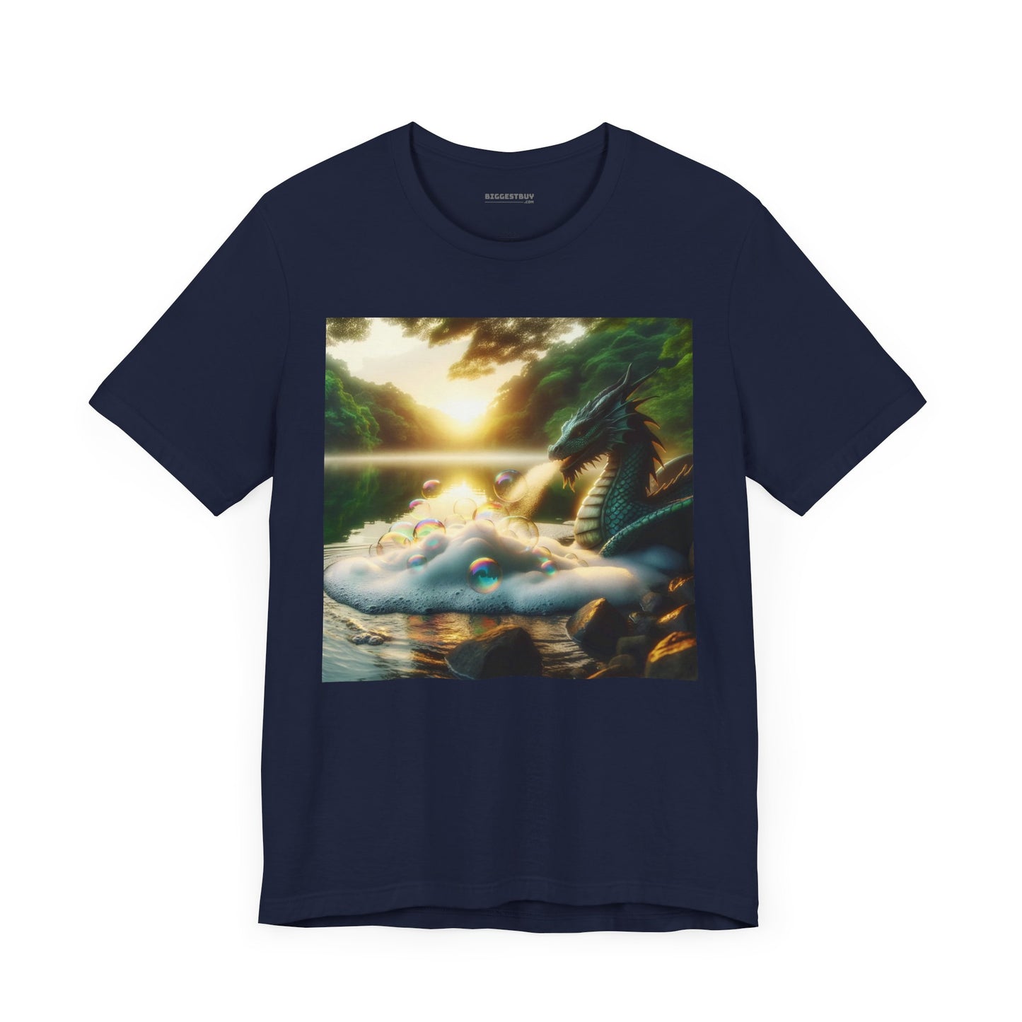 เสื้อยืด | ยูนิเซ็กส์ | เสื้อยืดเจอร์ซีย์ | แขนสั้น | แฟนตาซีมังกร | มังกรริมทะเลสาบ