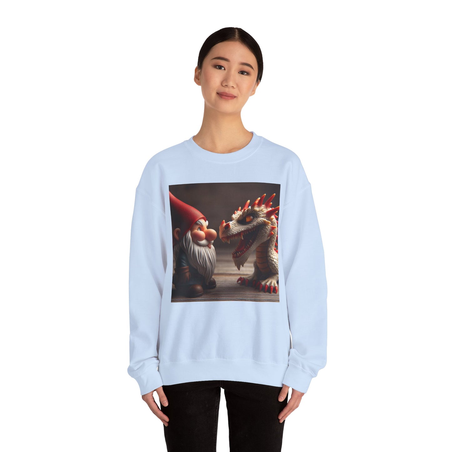 Bluza dresowa | Unisex | Okrągły dekolt | Gruba mieszanka | Fantasy folklorystyczne | Gnom i Smok