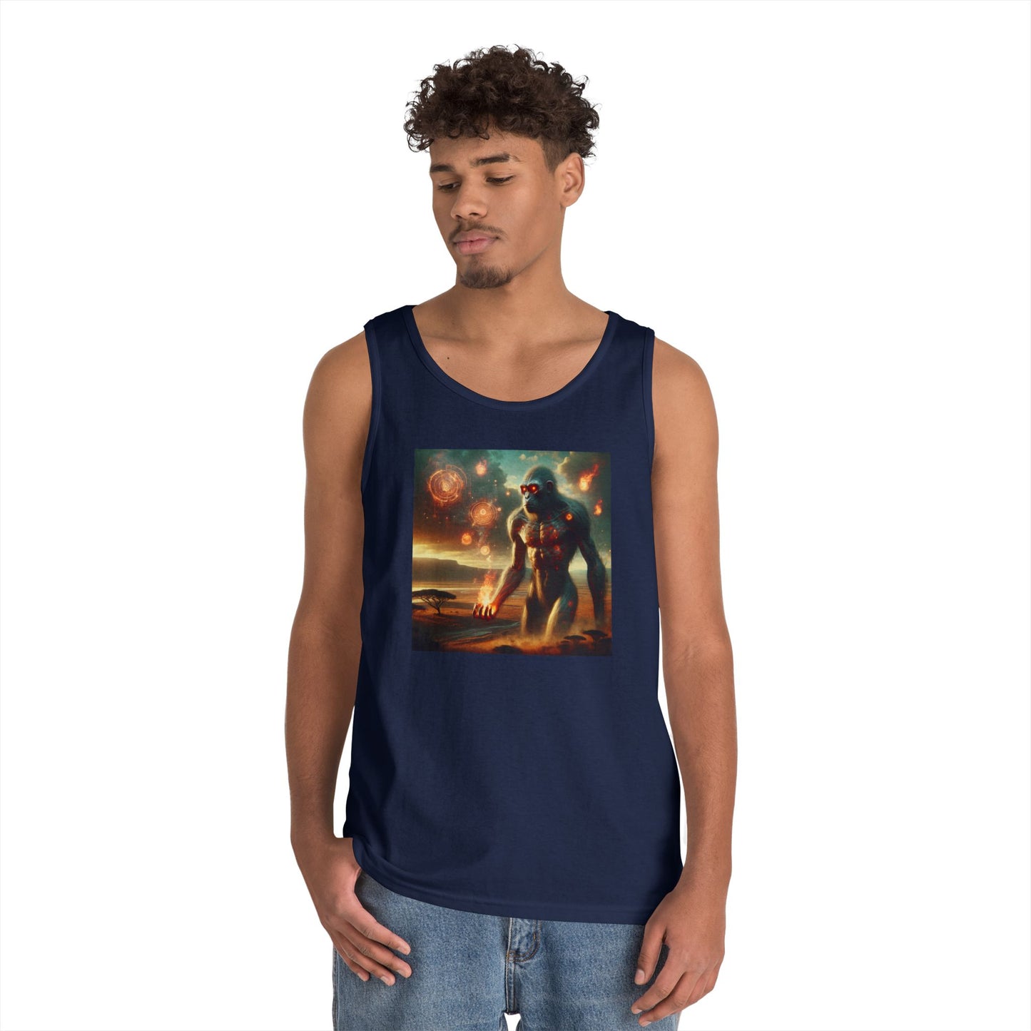 Tank Top | Unisex | Katun Tebal | Mitos Titan Api | Dewa Primordial