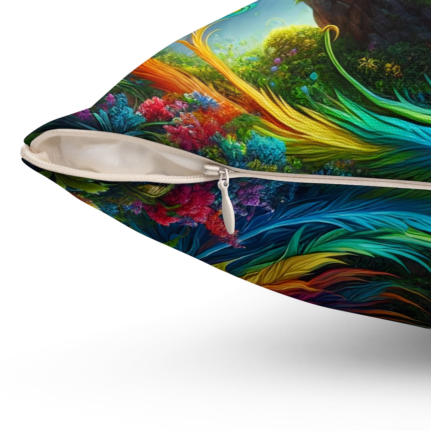 Подушка | Полиэстер | Квадратная | Фэнтези | Огненное возрождение | Феникс