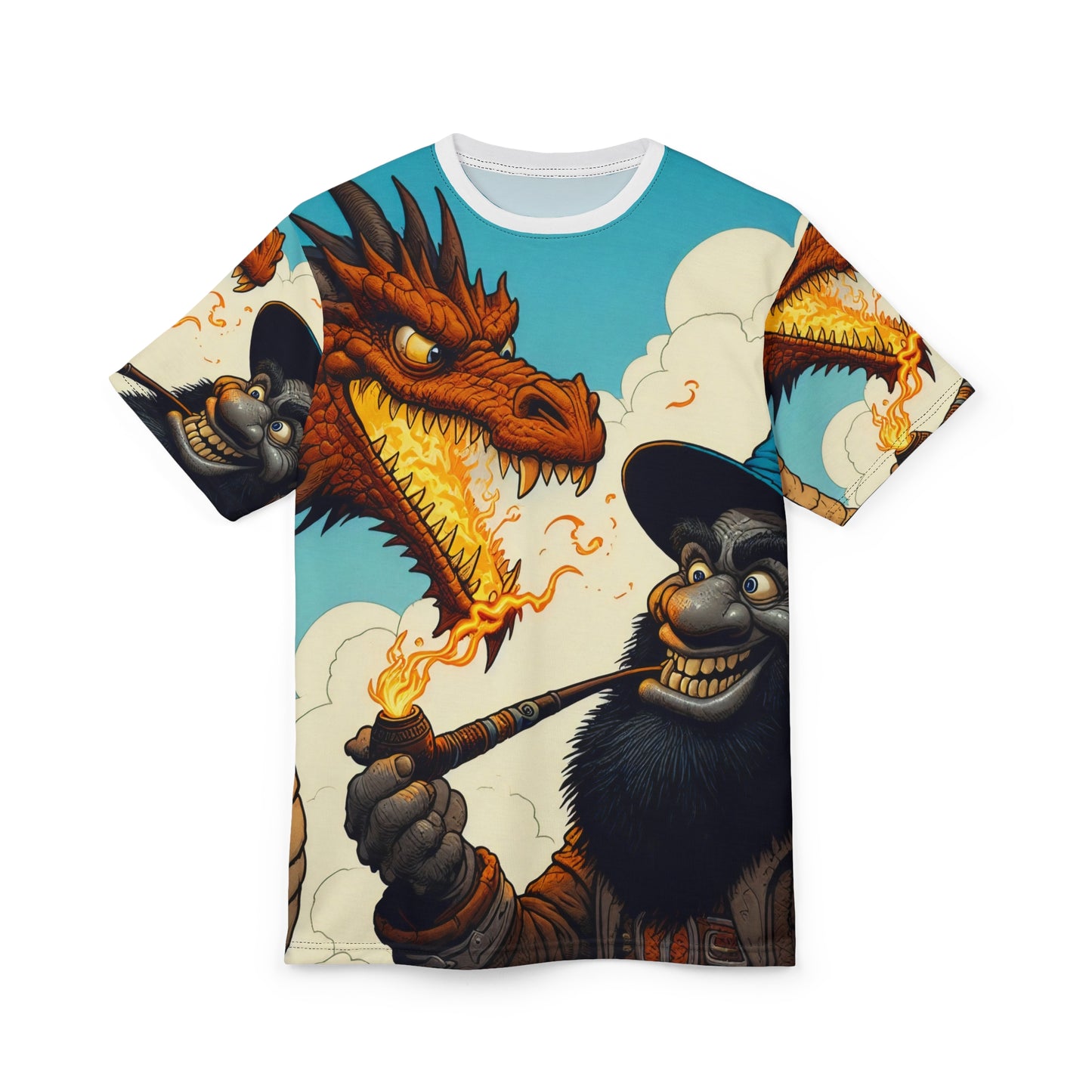 T-Shirt | Nadruk na całej powierzchni | T-shirt unisex | Heroiczne fantasy | Smok i czarodziej