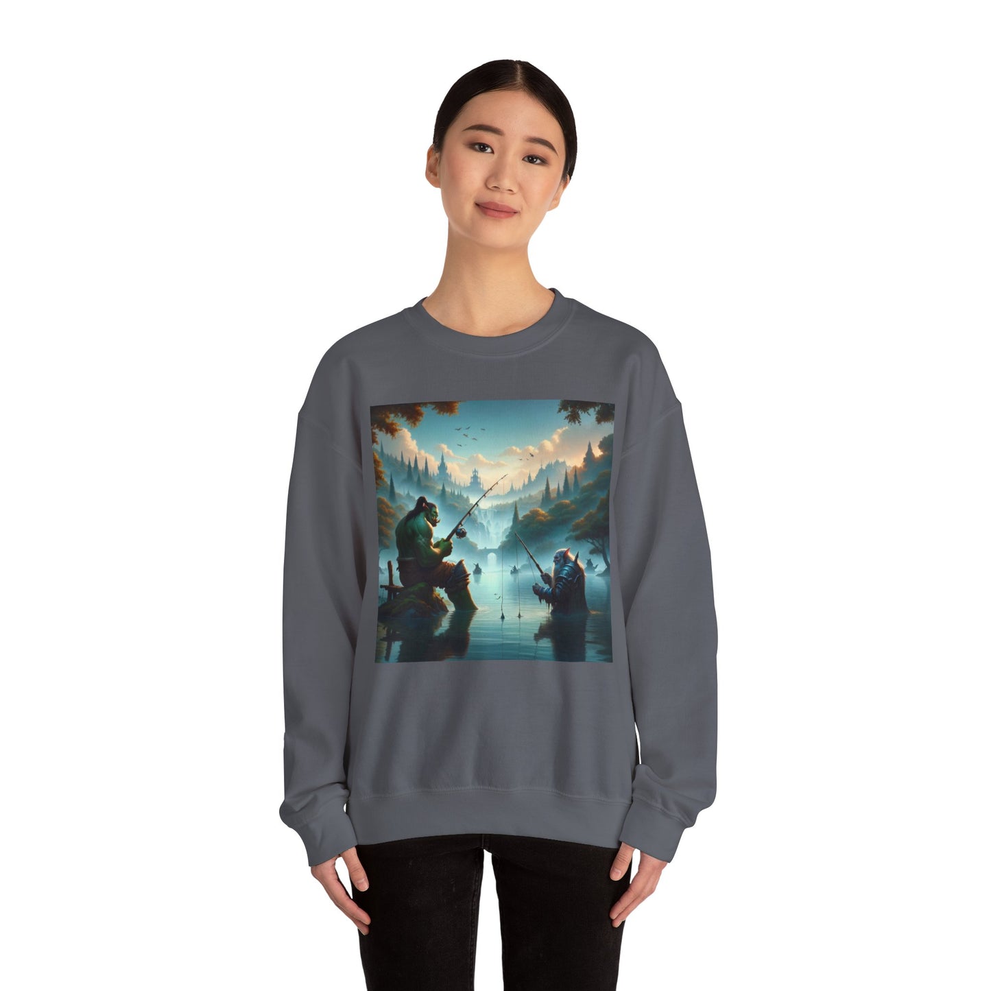 Bluza dresowa | Unisex | Okrągły dekolt | Gruba mieszanka | Fantasy międzyrasowe | Orc i krasnolud
