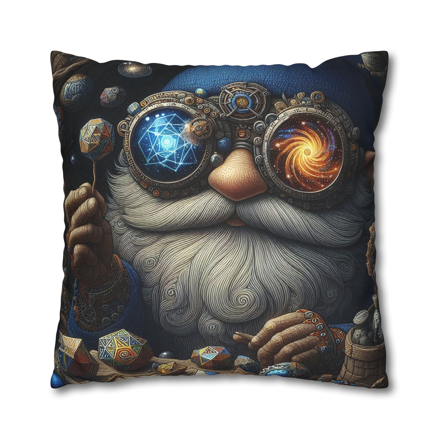 Poszewka na poduszkę | Kwadratowy | Płótno poliestrowe | Steampunk Fantasy | Krasnoludzki Mag