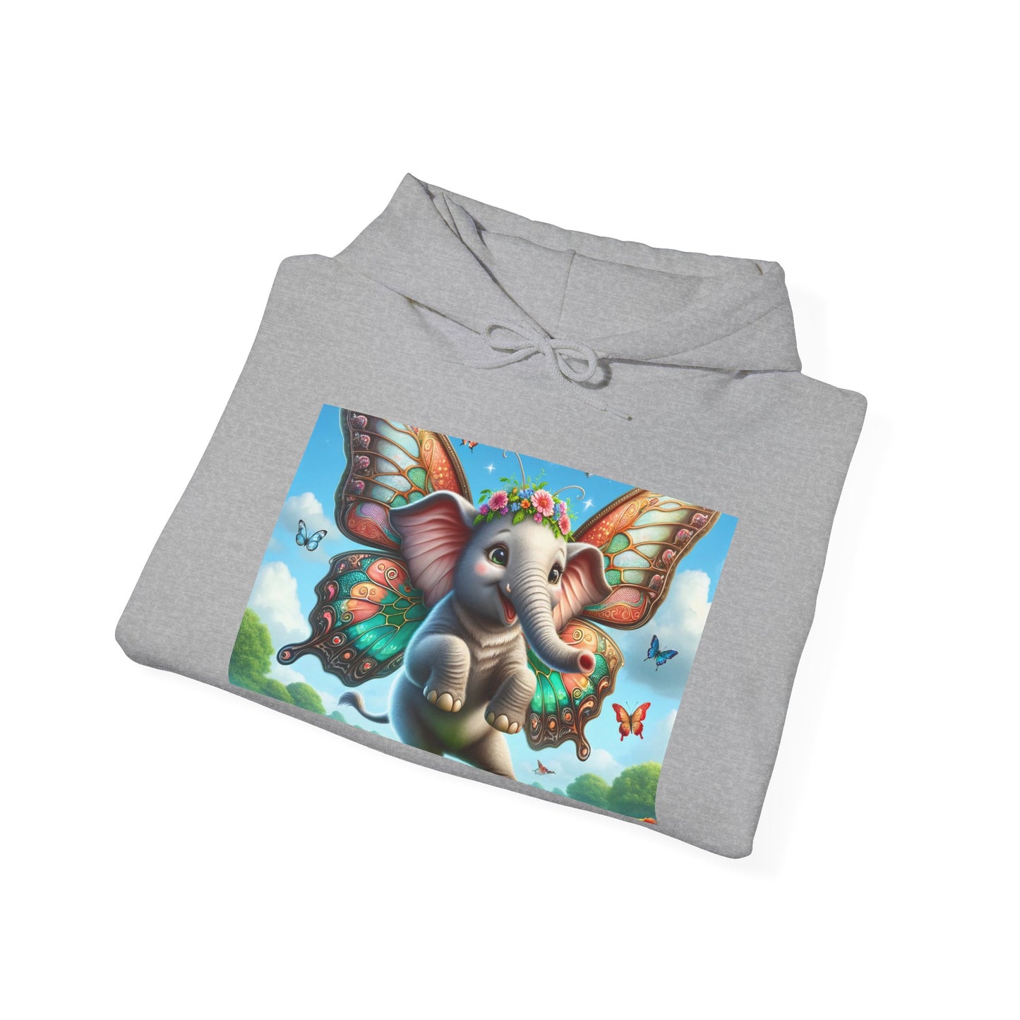 Bluza z kapturem | Unisex | Bluza dresowa z kapturem | Gruba mieszanka | Baśniowa fauna | Airavata | Słonik