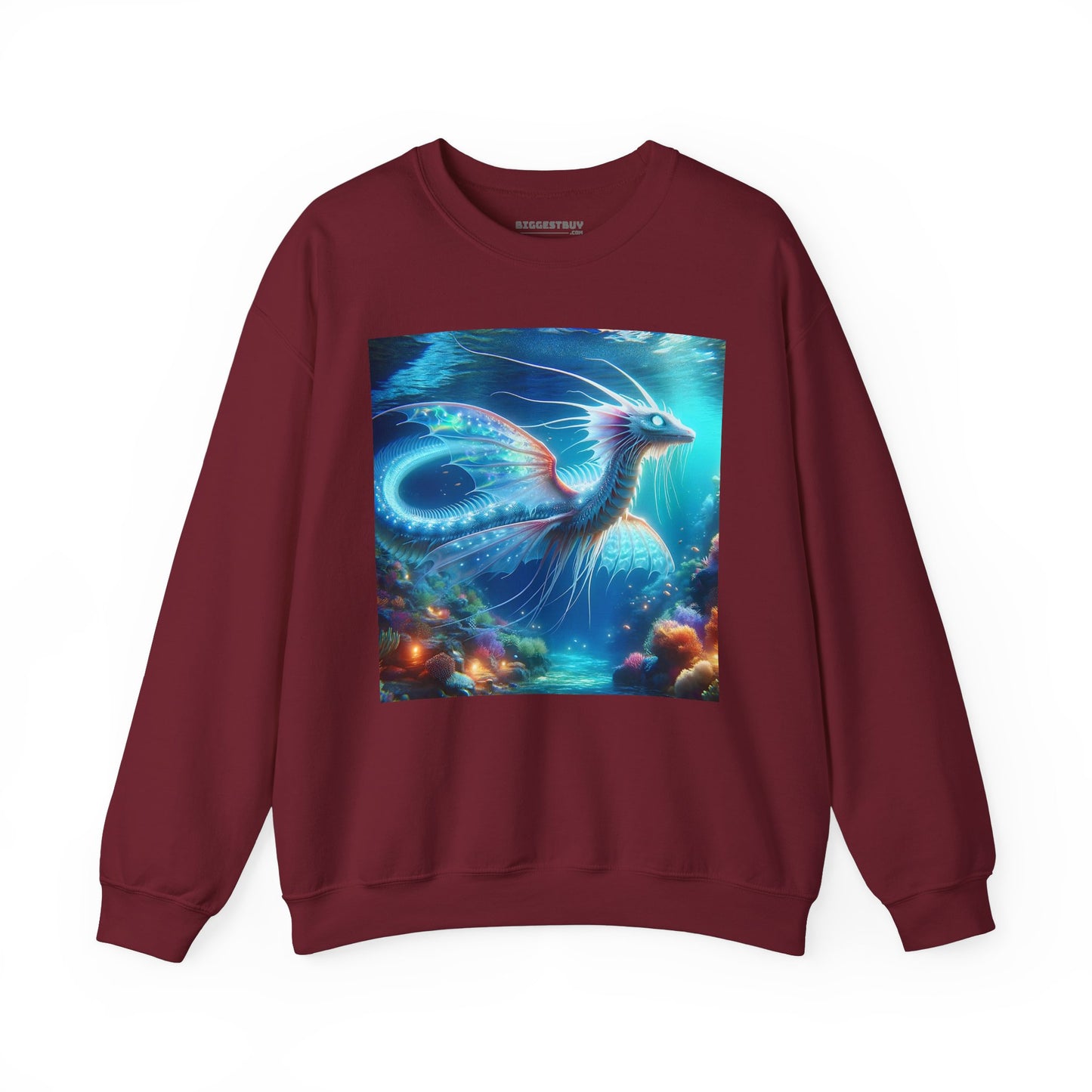 Bluza dresowa | Unisex | Okrągły dekolt | Gruba mieszanka | Mitologia morska | Ryujin | Smok wodny