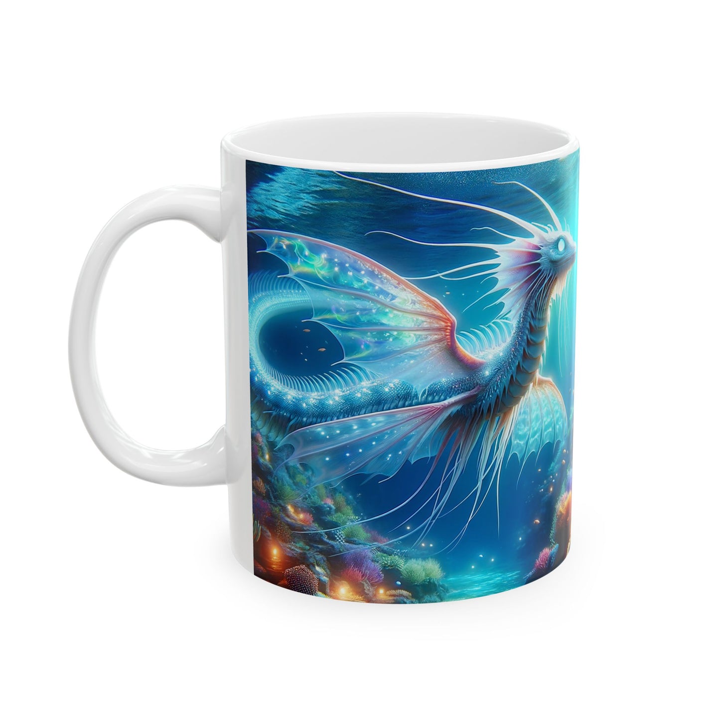 Tazza | Ceramica | Bianca | Mitologia Acquatica | Drago Marino