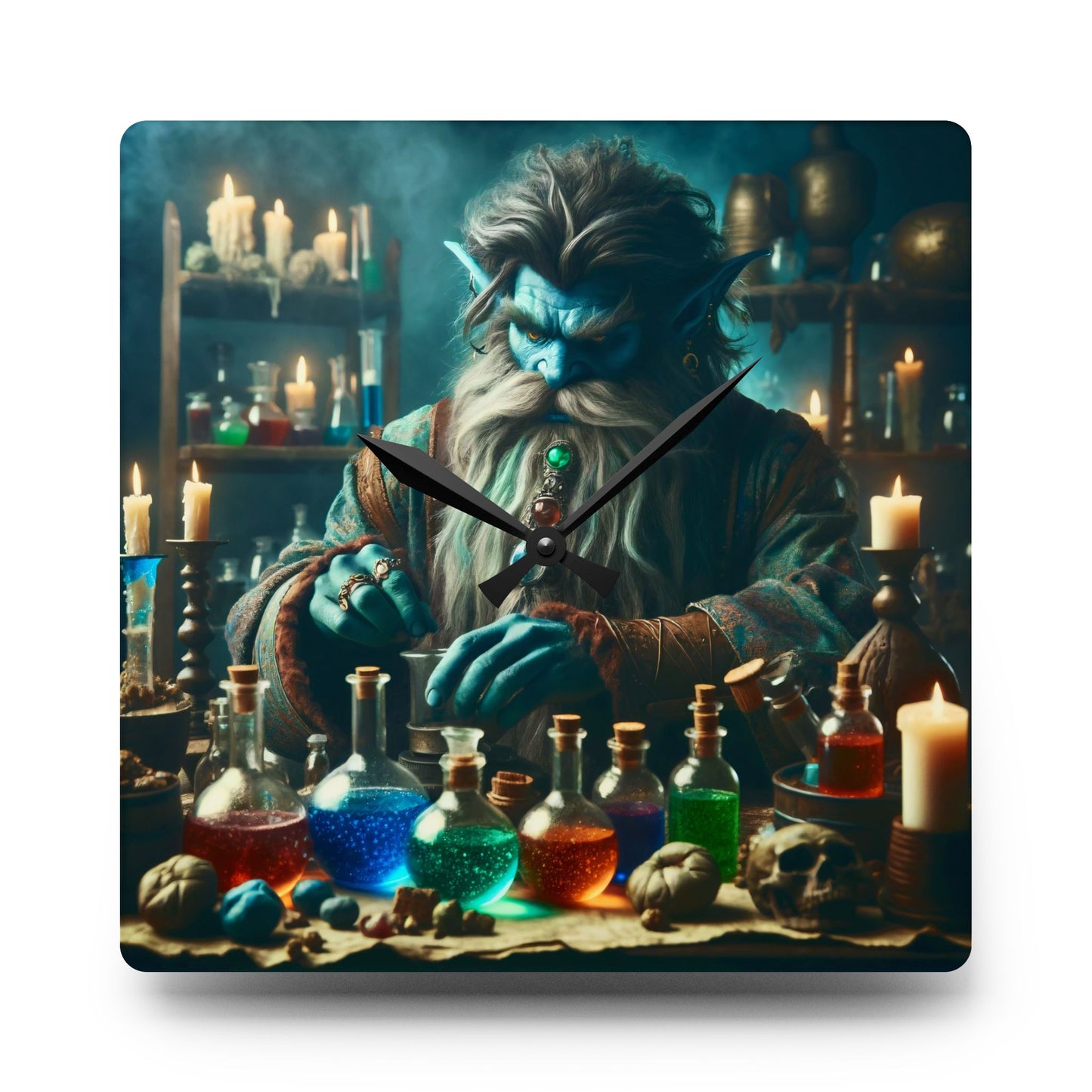Orologio da parete | Acrilico | Rotondo o quadrato | Alchimia Mistica | Djinn Blu