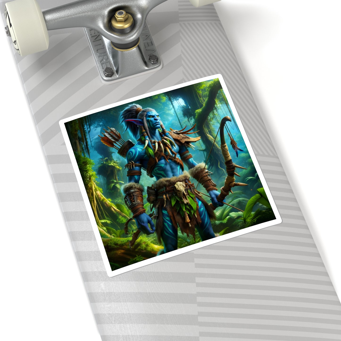 سٹیکر | مربع | خیالی جنگلی دنیا | سبز جنگلی جنگجو