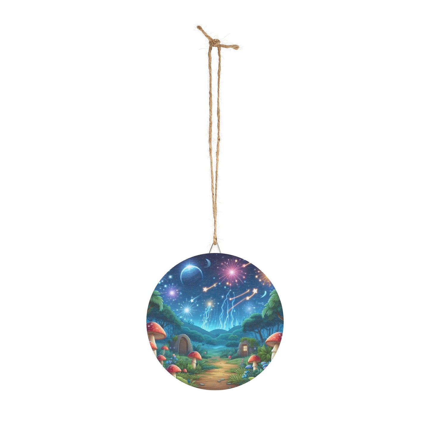 साइन | लकड़ी का | जादुई कल्पना | बायोल्यूमिनेसेंट मशरूम