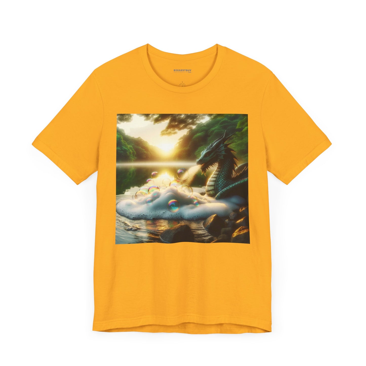 เสื้อยืด | ยูนิเซ็กส์ | เสื้อยืดเจอร์ซีย์ | แขนสั้น | แฟนตาซีมังกร | มังกรริมทะเลสาบ