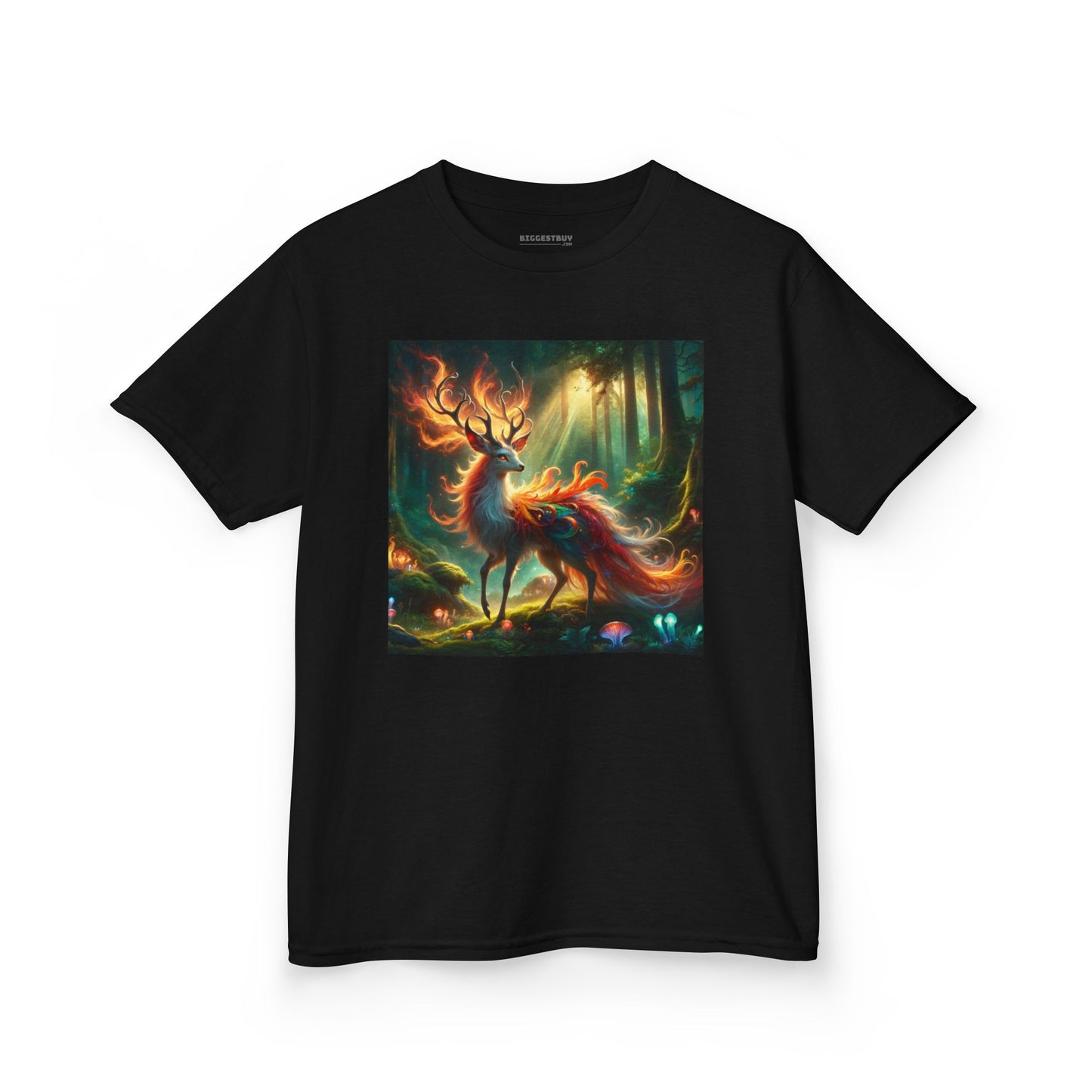 T-Shirt | Koszulka dziecięca | Ciężka bawełna | Mistyczna fantazja | Ognisty jeleń