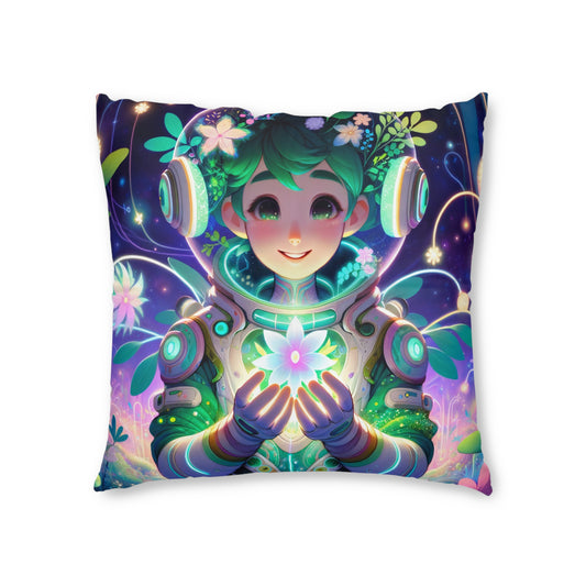 Kussen | Vloerkussen | Getuft | Vierkant | Technofantasie | Cybernatuur | Groen Wezen