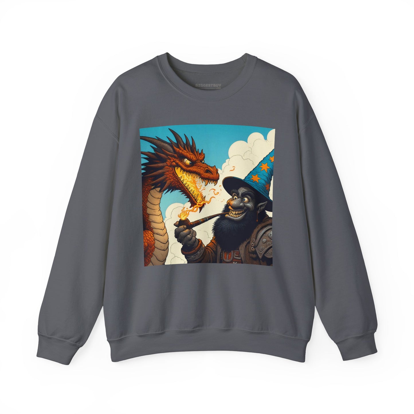Bluza dresowa | Unisex | Okrągły dekolt | Gruba mieszanka | Heroiczne fantasy | Smok i czarodziej
