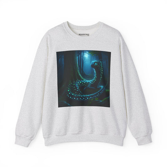 เสื้อสเวตเตอร์ | ยูนิเซ็กส์ | คอกลม | ผ้าผสมเนื้อหนา | แฟนตาซีป่าต้องมนตร์ | มังกรแห่งแสงชีวภาพ