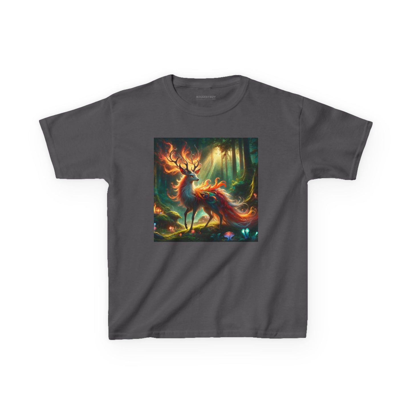 T-Shirt | Koszulka dziecięca | Ciężka bawełna | Mistyczna fantazja | Ognisty jeleń