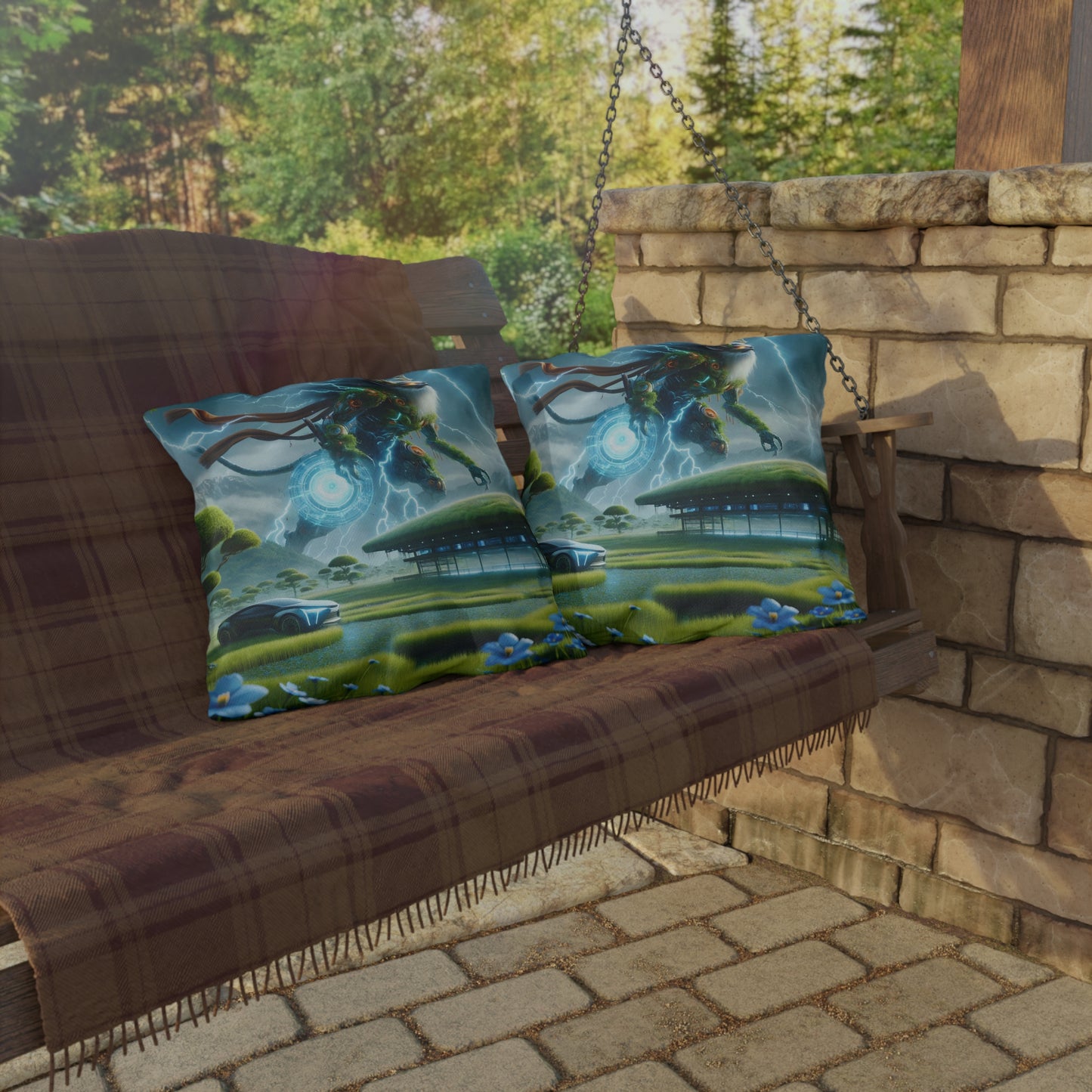 Pillow | Outdoor Pillow | Techno-Fantasy | Electric Kirin