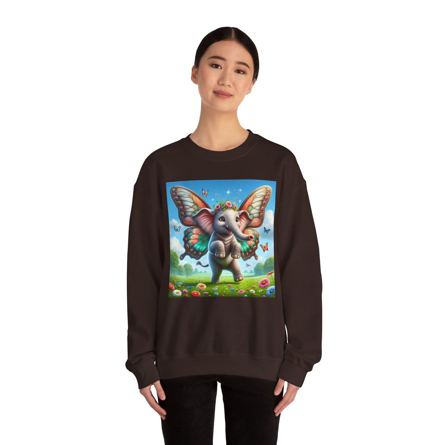 Bluza dresowa | Unisex | Okrągły dekolt | Gruba mieszanka | Baśniowa fauna | Airavata | Słonik