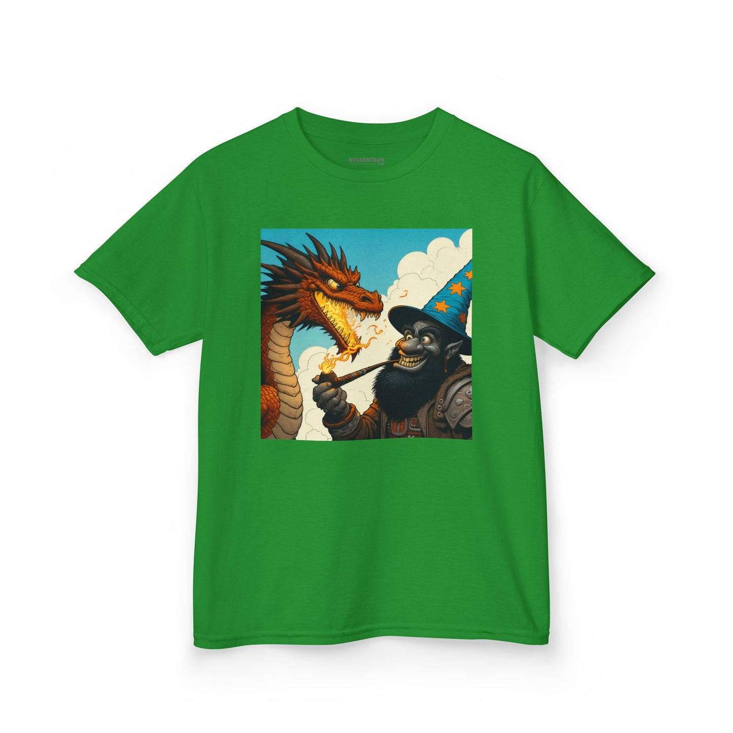 Camiseta | Camiseta Infantil | Algodão Pesado | Fantasia Épica | Duelo de Magia | Dragão